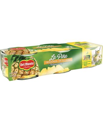 Piña troceada en su jugo Del Monte pack 3 ud