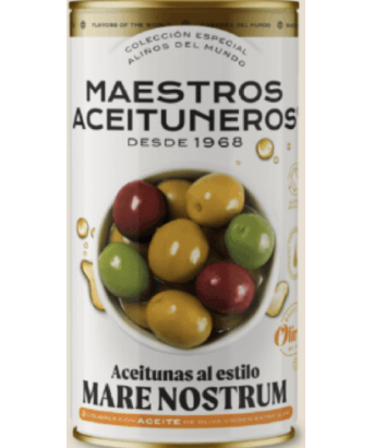 Aceitunas aliñadas Mare Nostrum Maestros Aceituneros 600 gr.