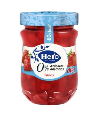 Confitura Fresa 0% azúcares Hero 280 gr.