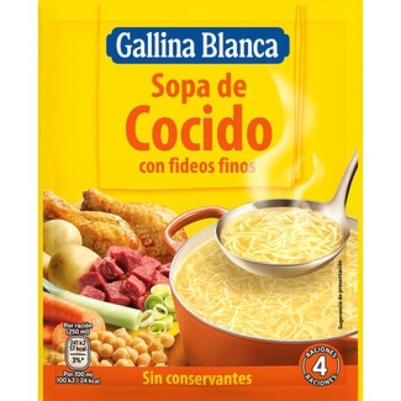 Sopa de cocido fideos finos Gallina Blanca 72 gr.