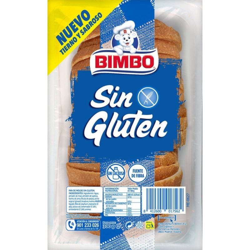 Bimbo gluten-free sliced bread 300 gr.