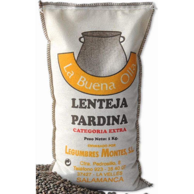 Lentejas Pardinas La Buena Olla Legumbres Montes saco 1 kg.