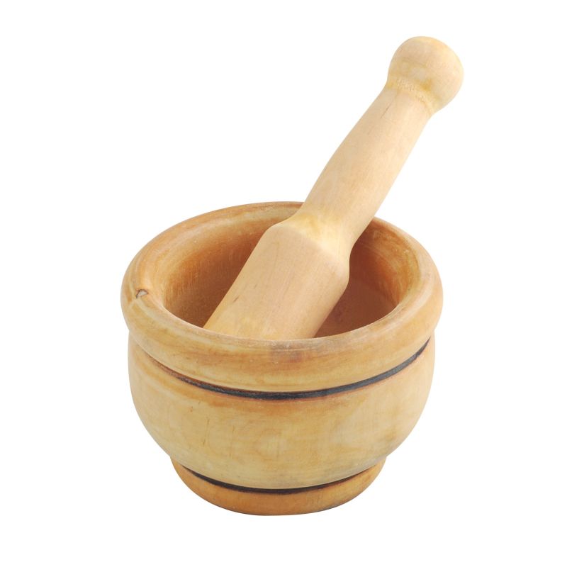 Mortier en bois et un pilon 14 cm.