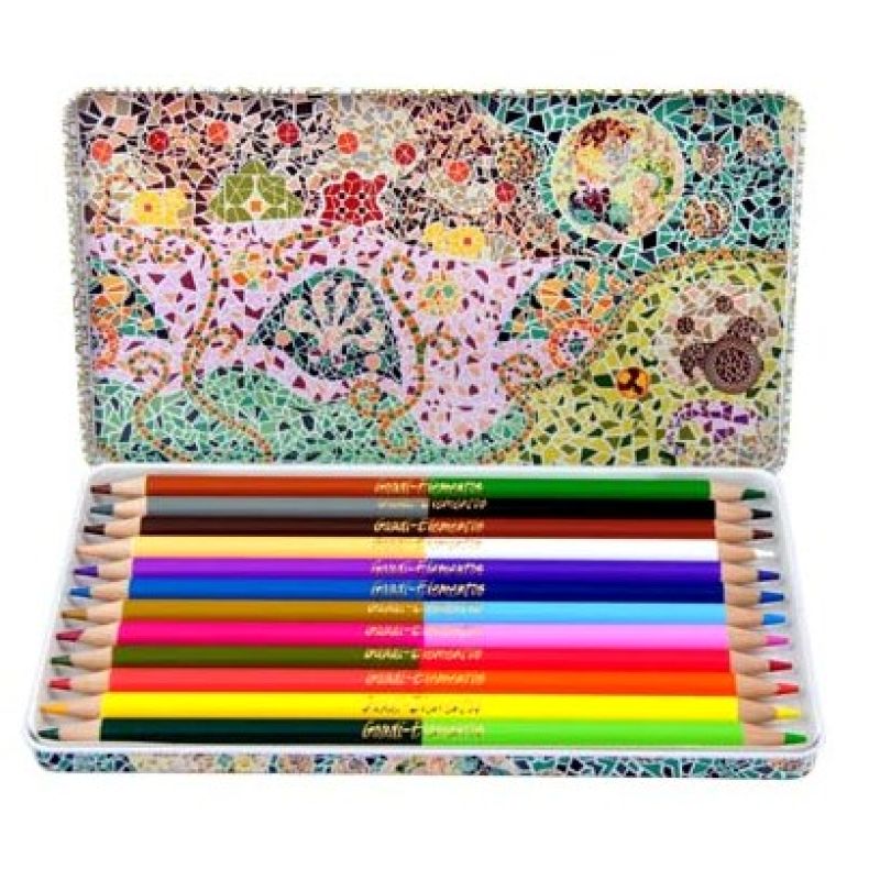Boîte de crayons en métal décorée Elementos