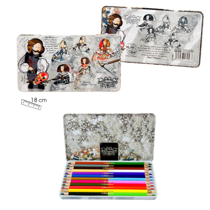 Metallic designed crayons tin Meninas