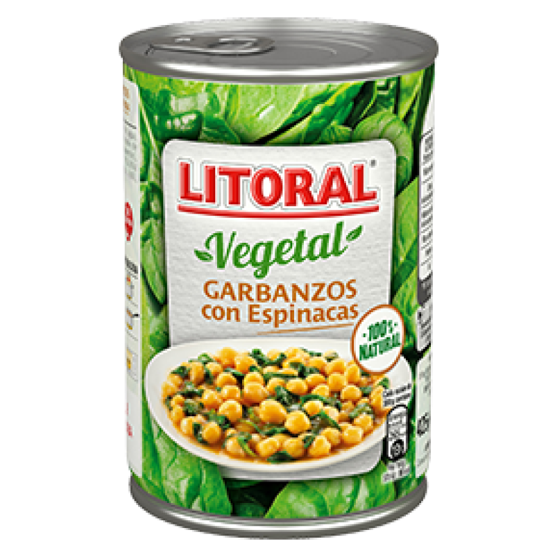 Pois chiches Litoral aux épinards 425 gr.
