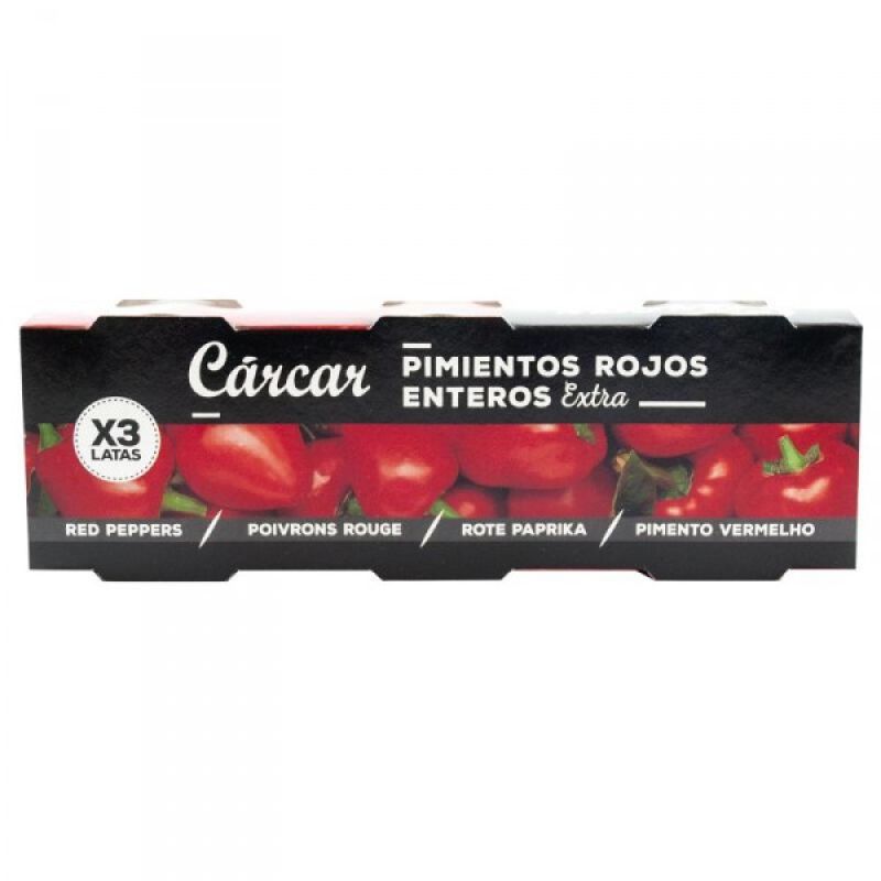 Ganze rote Paprika extra Carcar pack. 3 ud.