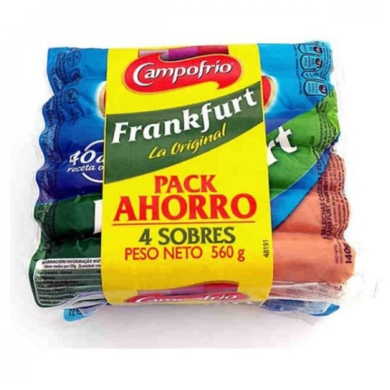 Frankfurt Campofrío sausages 4 pack sachets of 6 units 560 gr.