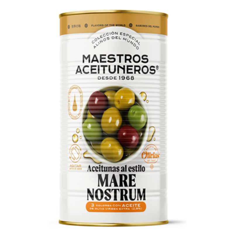 Aceitunas aliñadas Mare Nostrum Maestros Aceituneros 600 gr.