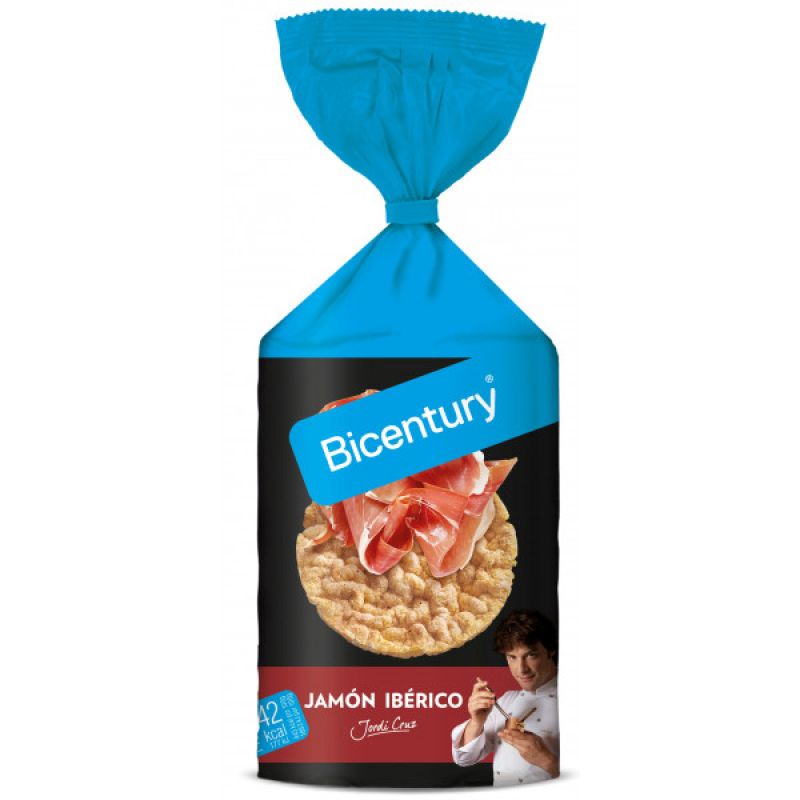 Tortitas de maíz sabor jamón ibérico Bicentury 123 gr.